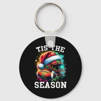 Tis The Season Football Mom Christmas Santa Hat Co Keychain