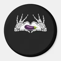 Eggplant Classic - Skeleton Hands Heart Magnet