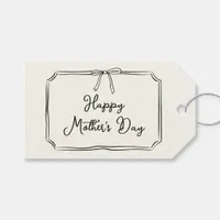 Trendy Coquette Bow Happy Mother's Day Champagne Gift Tags