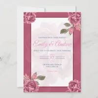 Mauve Rose Romantic Floral Watercolor Wedding Invitation