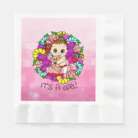 It's a Girl, Pink Girl's Baby Shower Caucasian Napkins