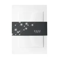 Modern String Lights Wedding B&W ID585 Invitation Belly Band