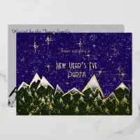 Mountains in the night - New Year’s Eve party gold Foil Invitation