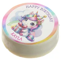 Personalized Girl's Birthday Unicorn Chocolate Covered Oreo