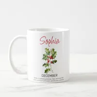 December Personalized Birth Flower Coffee Mug