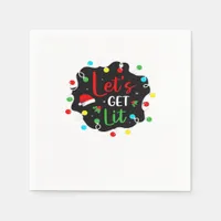 Let's Get Lit Funny Christmas Drinking Lights Sant Napkins