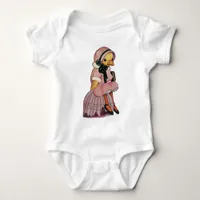 Vintage Chick in a pretty pink dress Baby Bodysuit