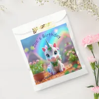 Cute baby unicorn and rainbow, girls birthday  favor bag