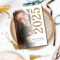 Grad Photo Gold Black 2025 Graduation Announcement