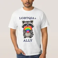 LGBTQIA+ Ally | Raccoon with Rainbow Heart T-Shirt