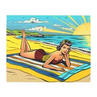 Retro Pinup Woman at the Beach Metal Print