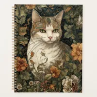 Art Nouveau Style Illustration of Cat with Flowers Planner