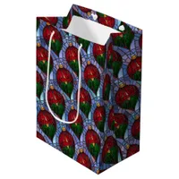 Christmas Ornament Red Green Blue Stained Glass  Medium Gift Bag