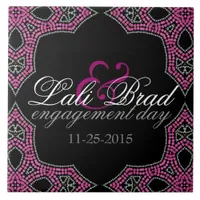 Pink + Silver Eastern Engagement Keepsake Gift Tile