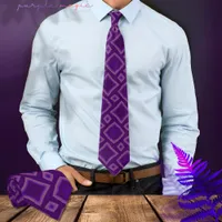  Purple Pink Diamond Pattern Neck Tie