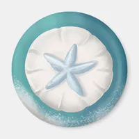 Teal Starfish and Sand Dollar Beachy  Magnet