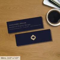 Blue Professional Luxury Logo Mini Business Card