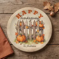 Rustic Farmhouse Pumpkin Harvest Thanksgiving Paper Plates