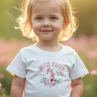 Watercolor Floral Giraffe Ribbon Girl Birthday  Baby T-Shirt