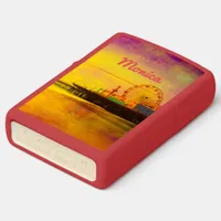 Yellow and Purple Santa Monica Pier Your Name Zippo Lighter