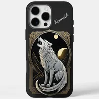 Howling Wolf Against Night Sky With Planets iPhone 16 Pro Max Case