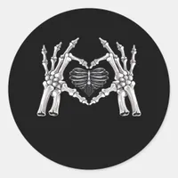 Skeleton Ribs Hand Heart Sign Classic Round Sticker