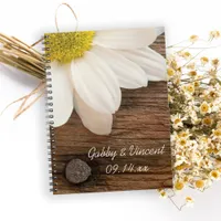 White Daisy and Barn Wood Country Wedding Notebook