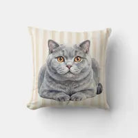 Watercolor British Shorthair Cat Pillow Cover