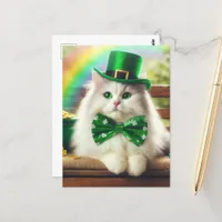 Sweet St. Patricks Day Cute Cat Postcard