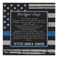 Thin Blue Line Police Officer's Prayer Faux Canvas Print