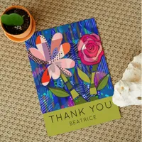 Abstract Floral Thank You Custom Text Postcard