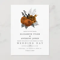 Vintage Black and Orange Halloween Floral Wedding Postcard