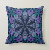 Teal Purple Geo-Fractal Art Psychedelic Cushion