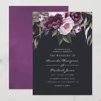 Deep Velvet Floral Wedding Invitation