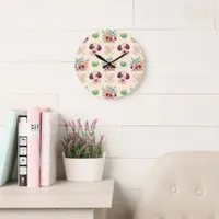 Adorable Dog Pattern  Large Clock