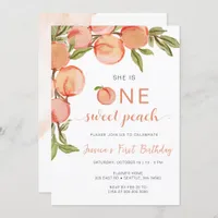 One Sweet Peach First Birthday Invitation