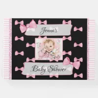 Personalized Baby Shower Guest Book Pink Black