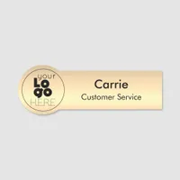 Round Business Logo Metallic Gold Staff Name Tag