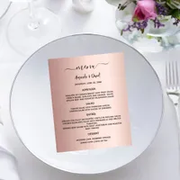 Wedding Menu rose gold elegant budget Flyer