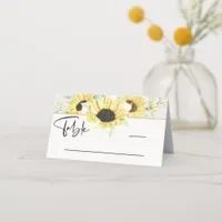 Boho Yellow Sunflower Calligraphy  Place Card