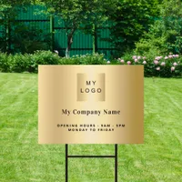 Gold business company logo sign