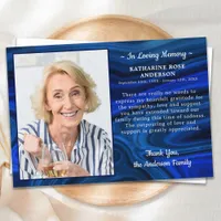 Blue Marble Sympathy Loving Memory Photo Funeral Thank You Card