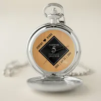 Elegant 5th Wood Wedding Anniversary Celebration Pocket Watch