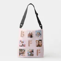 Best Friends rose gold blush photo collage Crossbody Bag