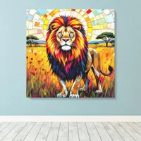 Vibrant Colorful Lion Mosaic   Canvas Print