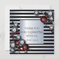 Diamonds and Rubies on Black and Silver Stripes Cards