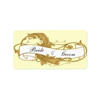 Gold Leaf and Banner Wedding Favor Tags