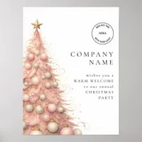 Rose Gold Tree Welcome Staff Christmas Party Logo Poster