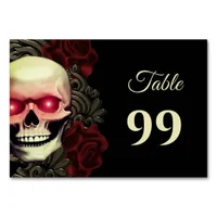 Scary Eyes Red floral moody gothic skull Halloween Table Number