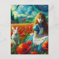 Alice and the Rabbit Enter Oz Van Gogh Fantasy  Postcard